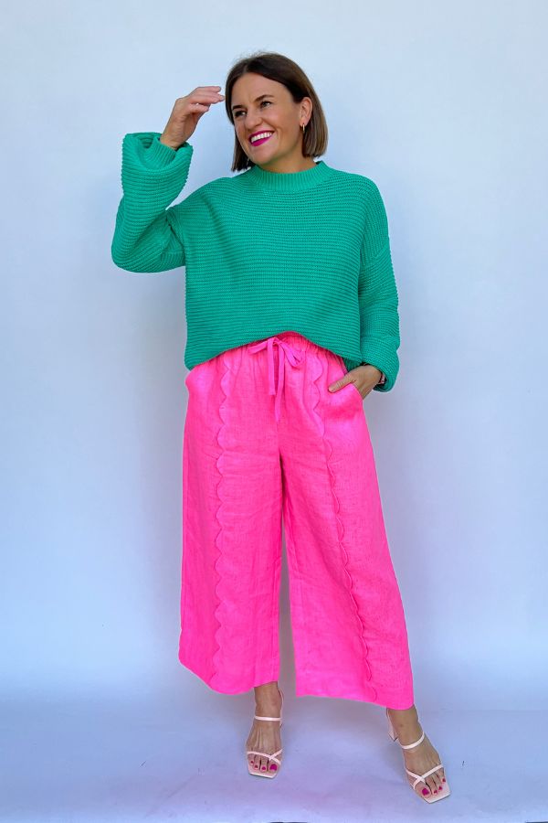 Neon Pink Blooms Pants