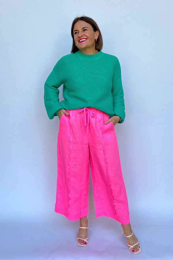 Neon Pink Blooms Pants