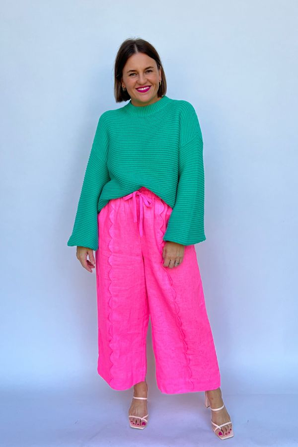 Neon Pink Blooms Pants