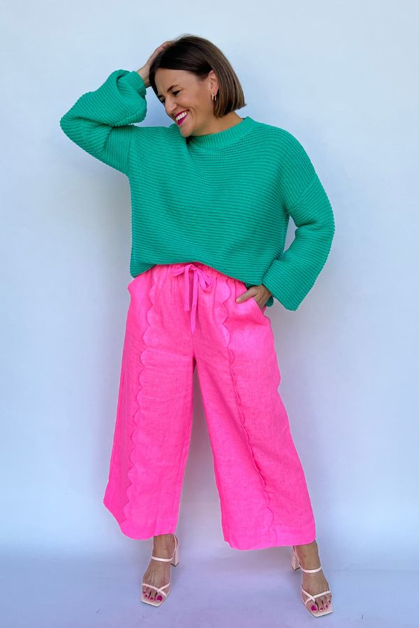 Neon Pink Blooms Pants