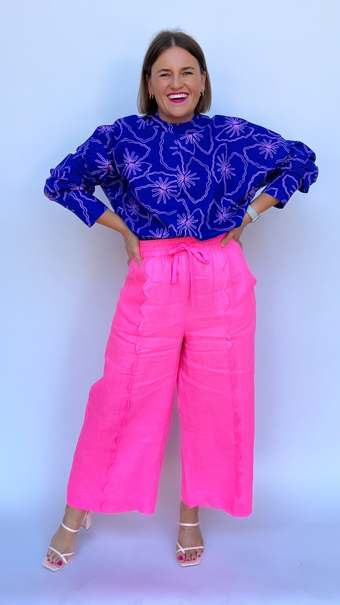 Neon Pink Blooms Pants