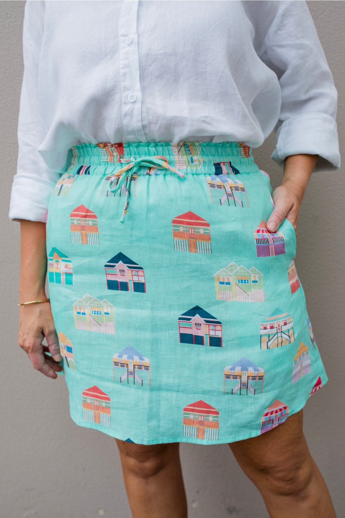 Home elastic waist skirt (Mint Green)