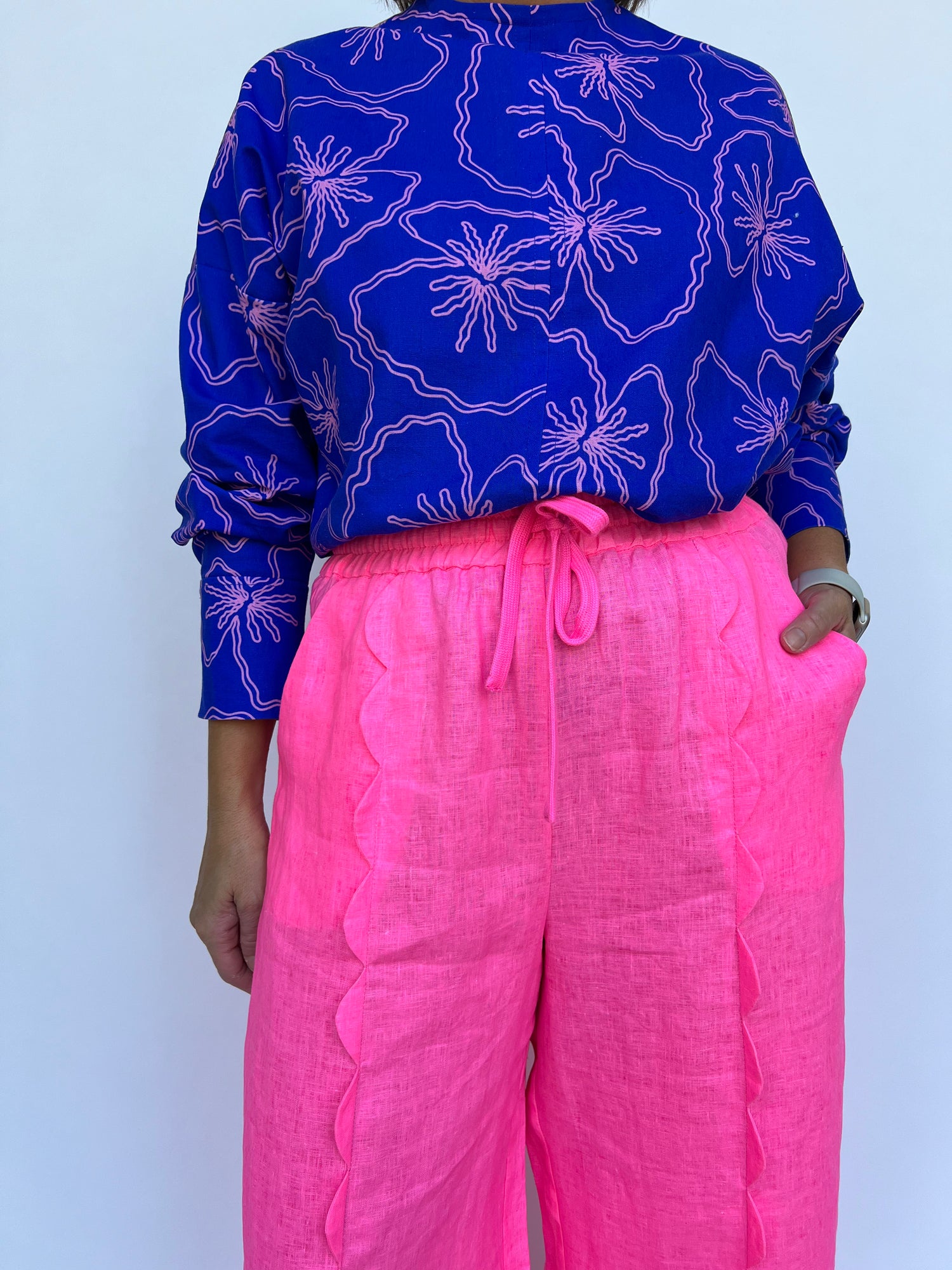 Neon Pink Blooms Pants